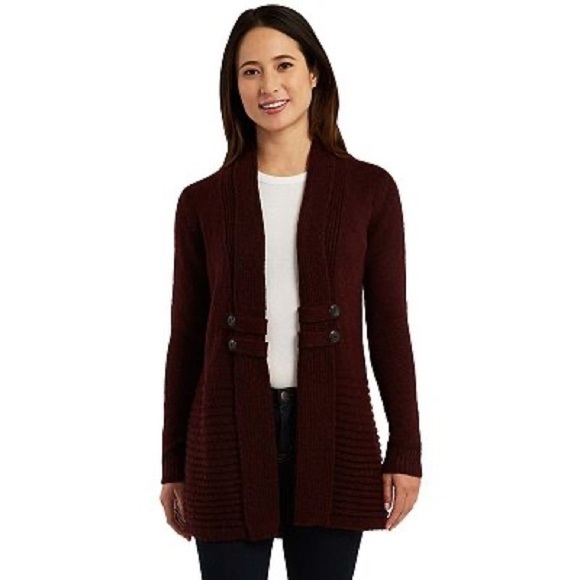 APT 9 Heathered Plum Shawl Collar Sweater Cardigan Button Accent Size XS - Picture 1 of 9